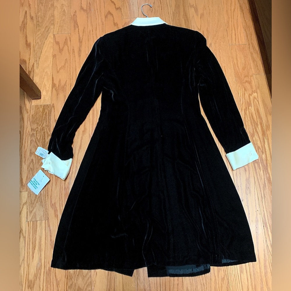 1990s Vtg Women’s 8 Collared Cuffed LAUREN RALPH LAUREN Velour Textured Dress - Picture 6 of 16